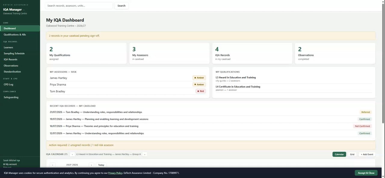 Still frame from the IQA Manager platform walkthrough video